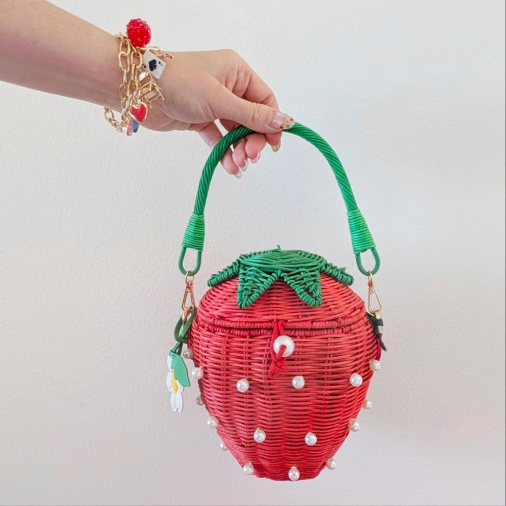 Pearl Embellished Strawberry Wicker Bucket Bag- kate spade new york x Target